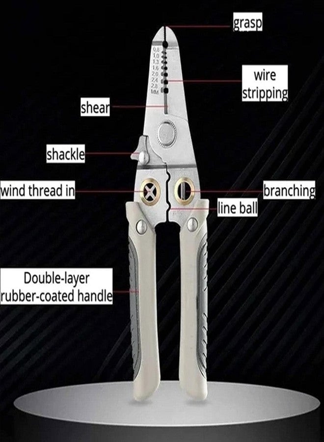 HETVIN 6 In 1 Multifunction Electrician Wire Plier Tool, Electrical Wire Strippers Wire Splitting Pliers, Stainless Steel Electrical Stripping Tool, Cable Stripping Cutting and Crimping - Image 3